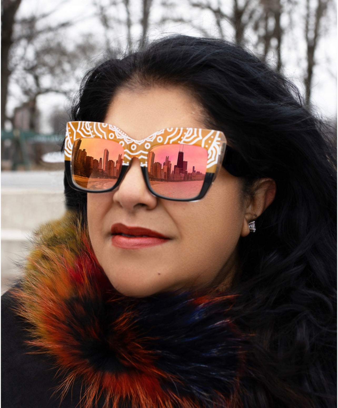 Amal oversized pink gold unisex cat eye reflectors sunglasses