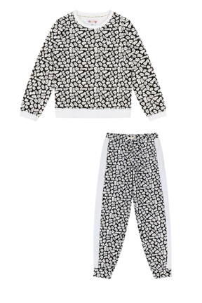 Mixed Up Clothing Kids Sweatshirt and Jogger Set Black/White/Hello