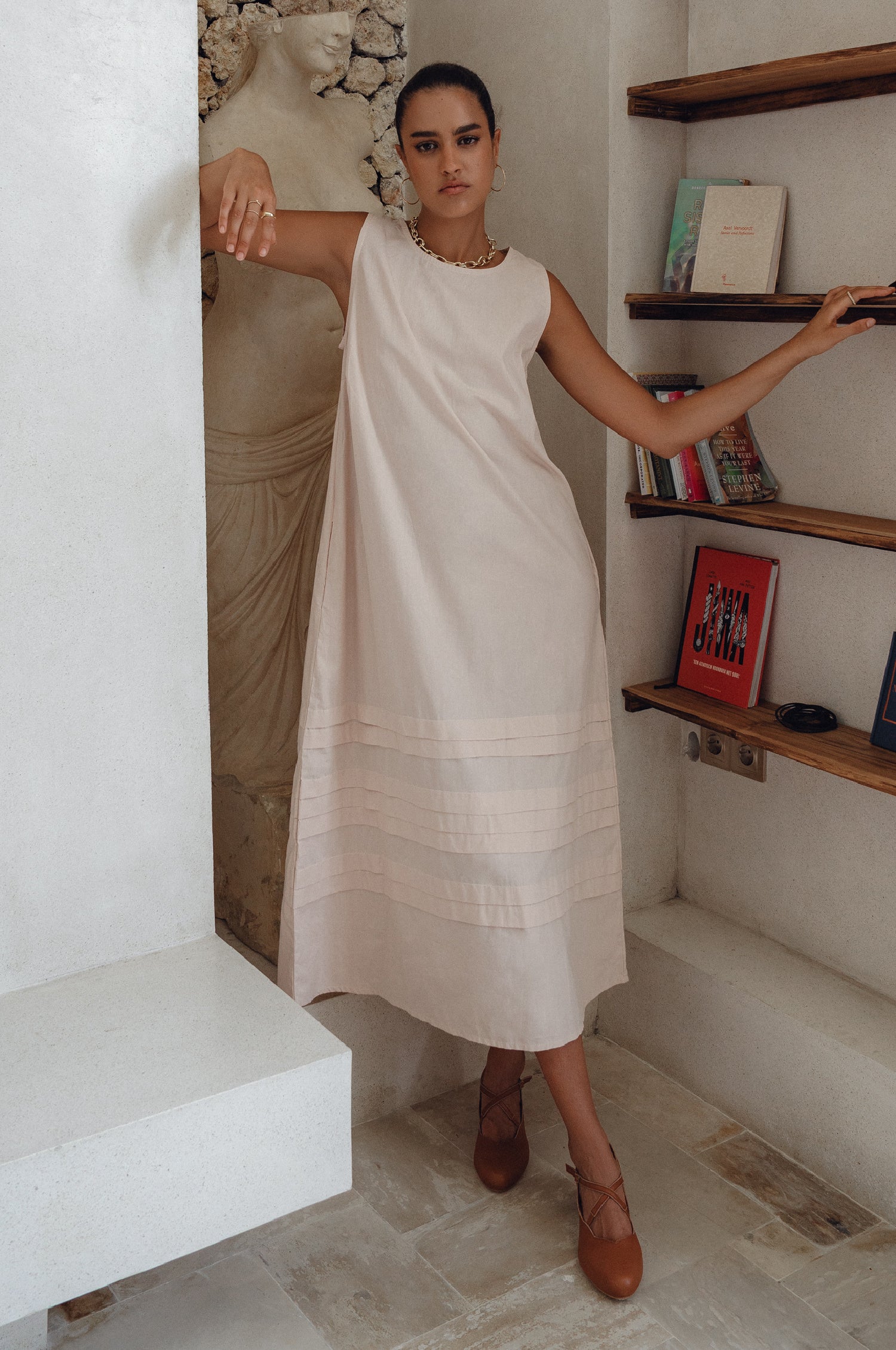 Beloved Cara Slip on Cotton Maxi Dress - Cream