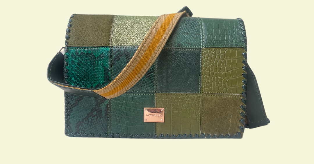 Green DARA Patchwork Midi Bag