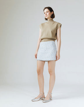 GLACIER BLUE TWEED SKORT