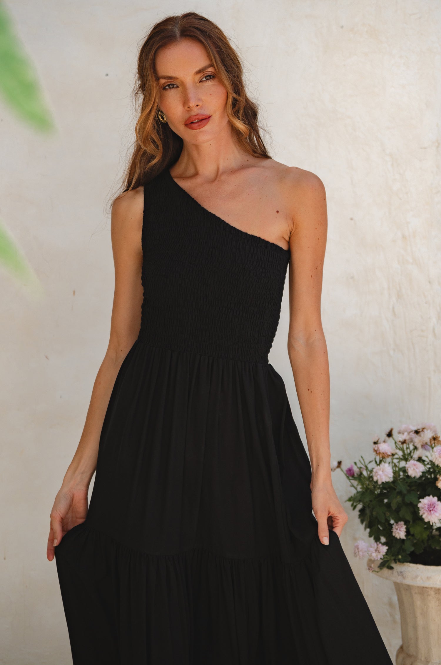 Cassandra One Shoulder Maxi Dress - Black