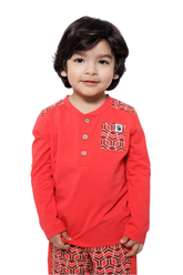 Mixed Up Clothing Boys Pocket Long-Sleeve Henley Shirt  Red Multicolor