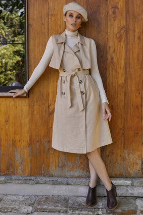 Arden Belted Vest Trench - Weekend Beige