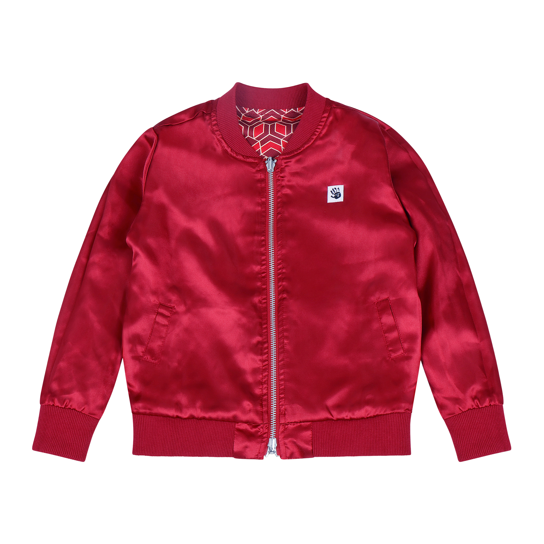 Kids Reversible Zip up Lightweight Bomber Jacket - Red Multicolor