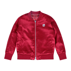 Kids Reversible Zip up Lightweight Bomber Jacket - Red Multicolor