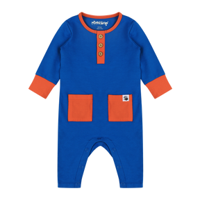 Mixed Up Clothing Baby Long Sleeve Button Front Romper Blue/Red