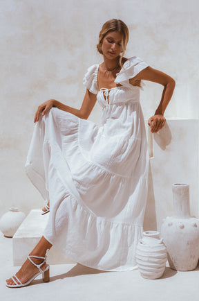 Nymph Bohemian Linen Maxi Dress - White