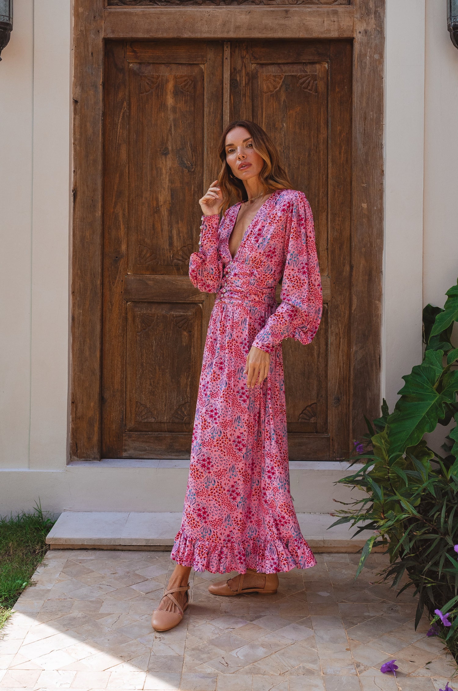 Elise Long Sleeve Maxi Dress - Paris Bloom