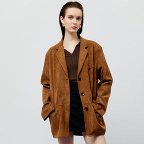 LENNOX BROWN SUEDE BLAZER JACKET