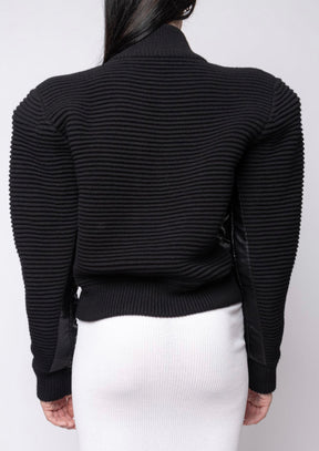 Power Shoulder Knitted Bomber