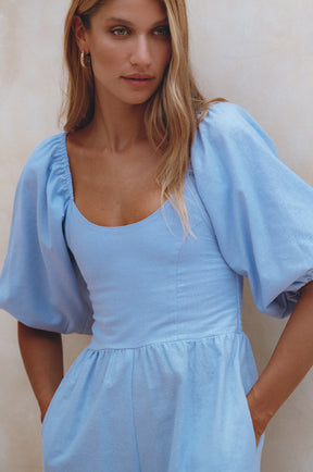 Heaven Bay Linen Jumpsuit - Crystal Blue