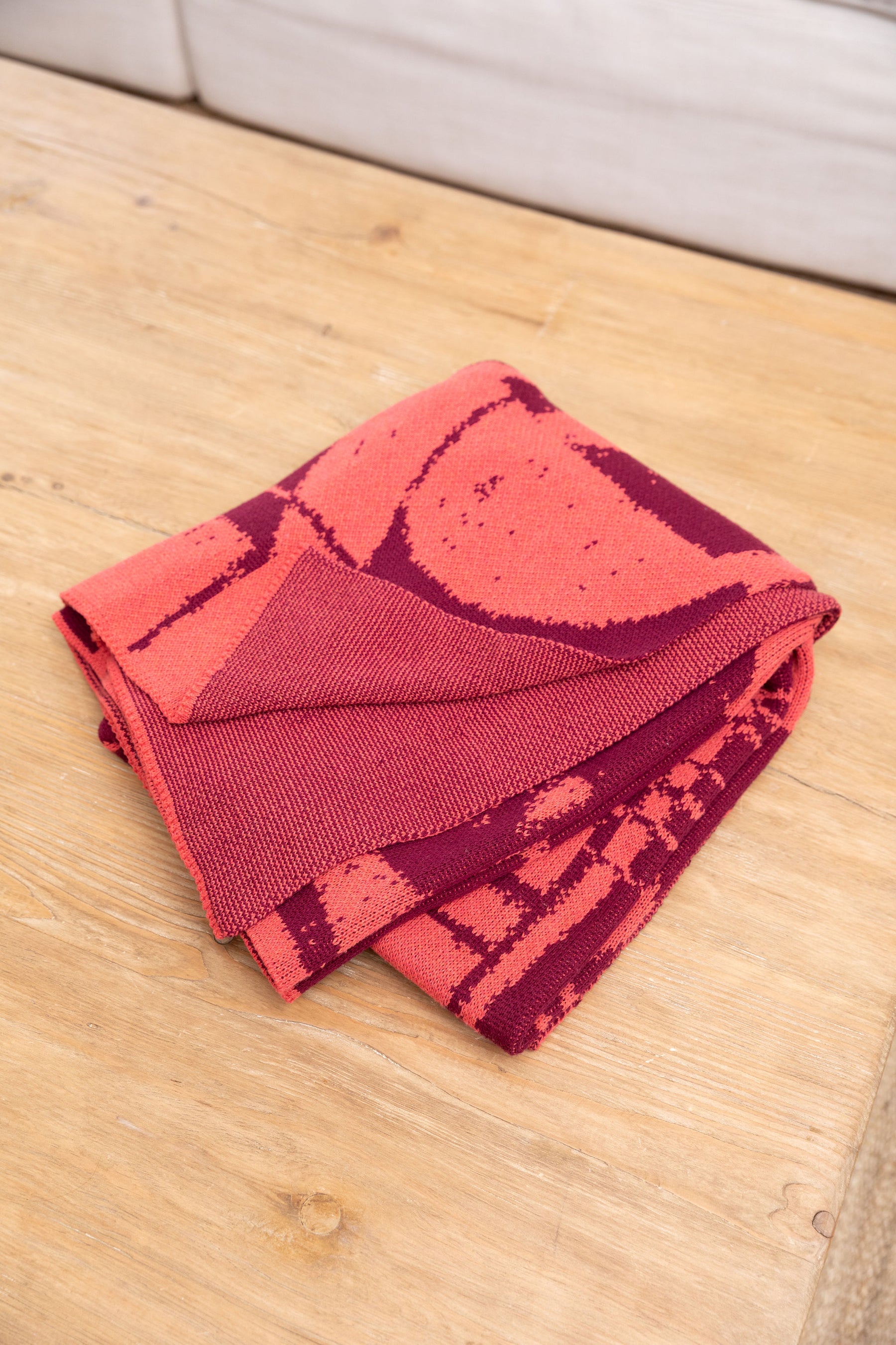 Kimba Knitted Throw Blanket -  Coral