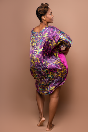 Tunde Tunic Mini Dress in Silk - Electric For Fuchsia Sake