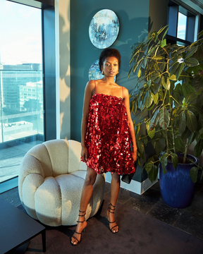 Red Sequin Mini Party Dress