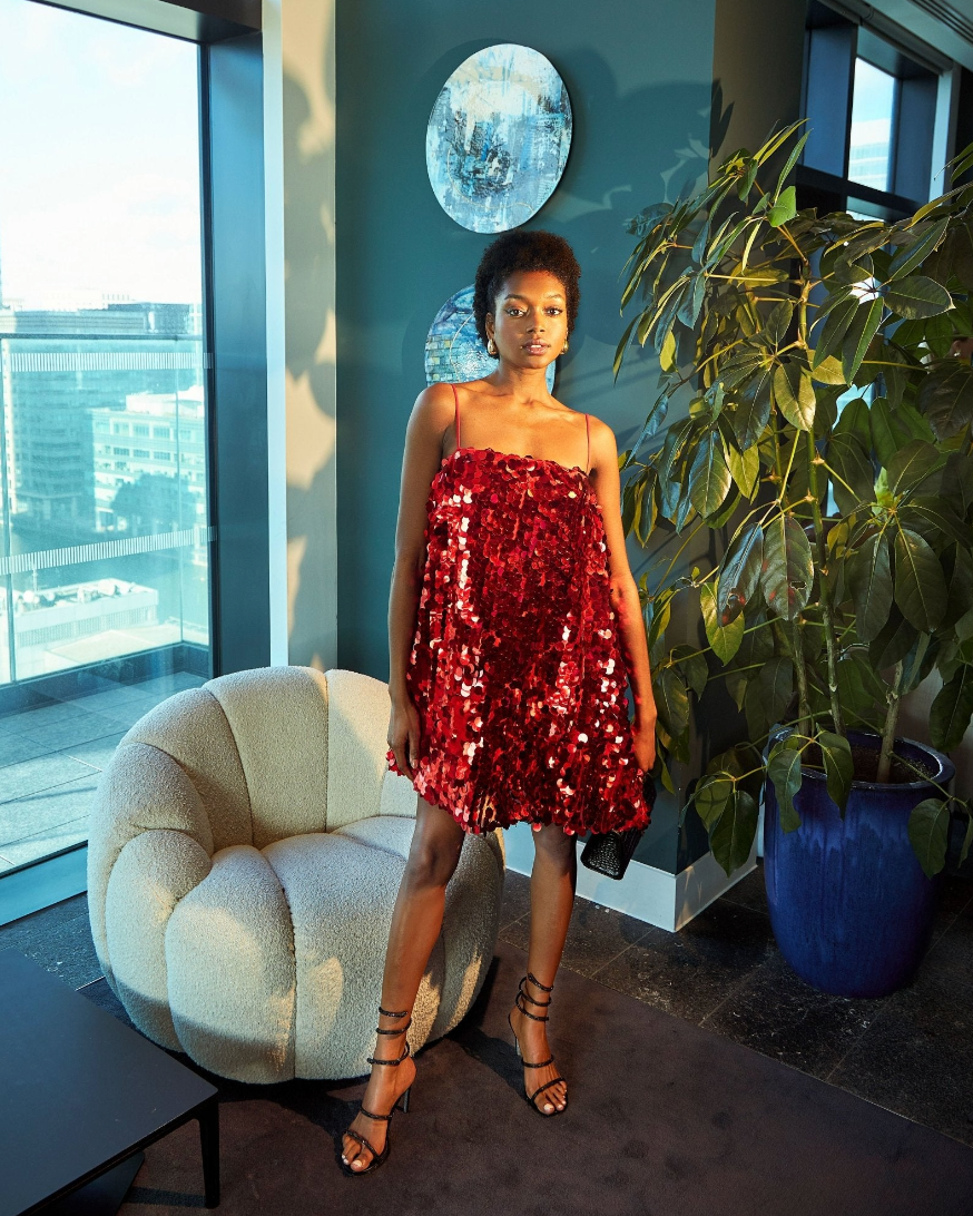 Red Sequin Mini Party Dress