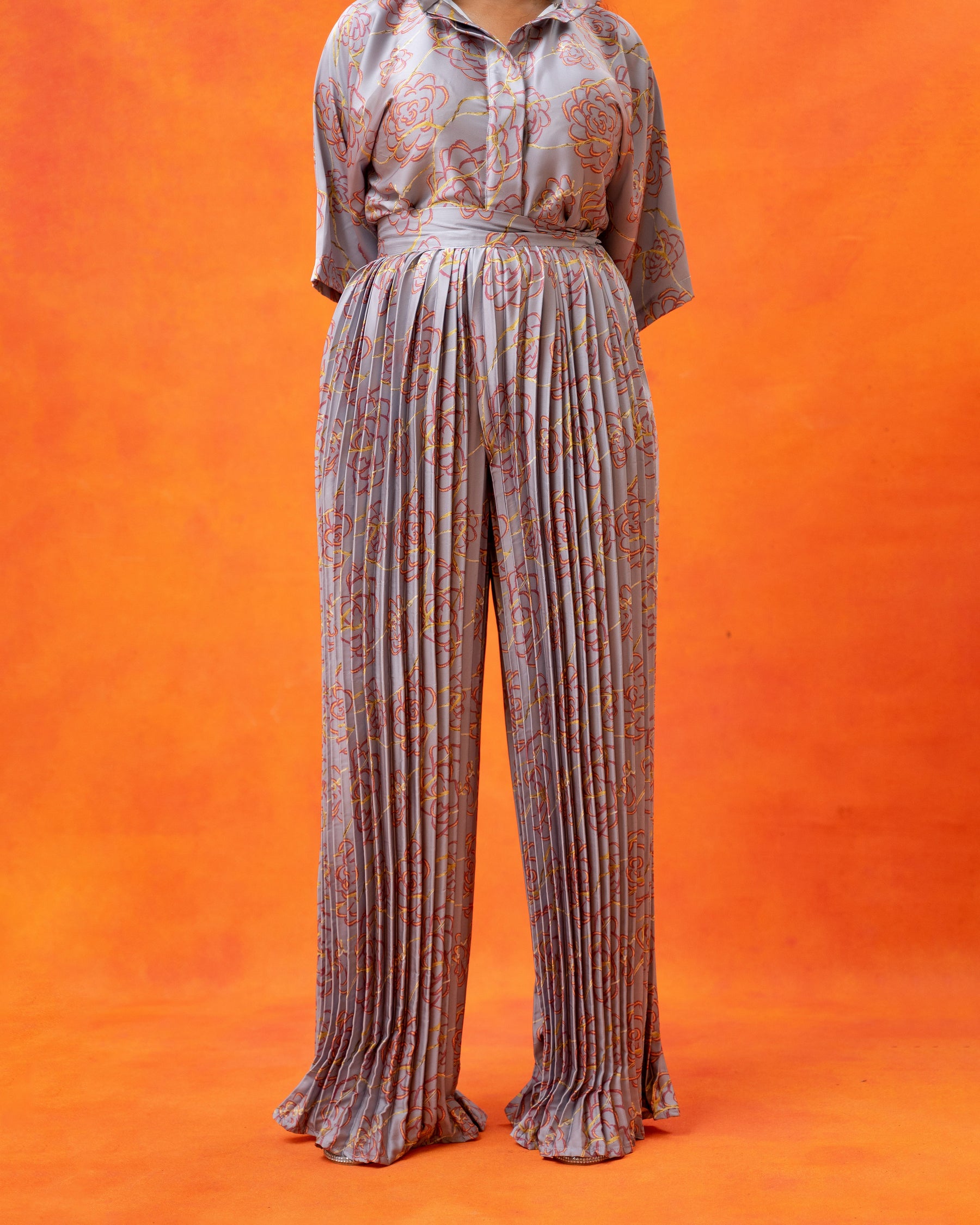 Boxy Blouse and Pleated Pants