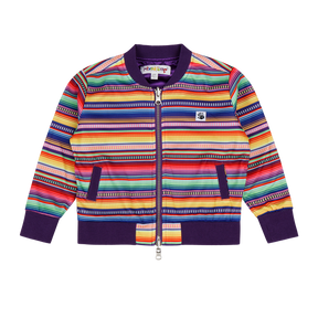 Kids Reversible Zip up Lightweight Bomber Jacket - Purple Multicolor Stripe