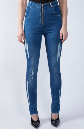 Geometric Distress Skinny Jean