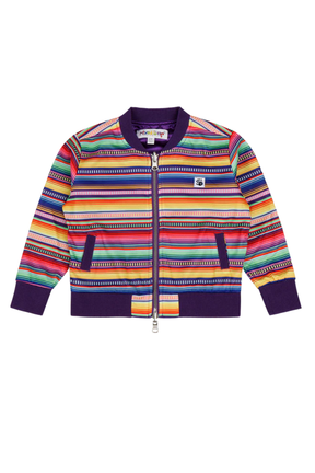 Kids Reversible Zip up Lightweight Bomber Jacket - Purple Multicolor Stripe