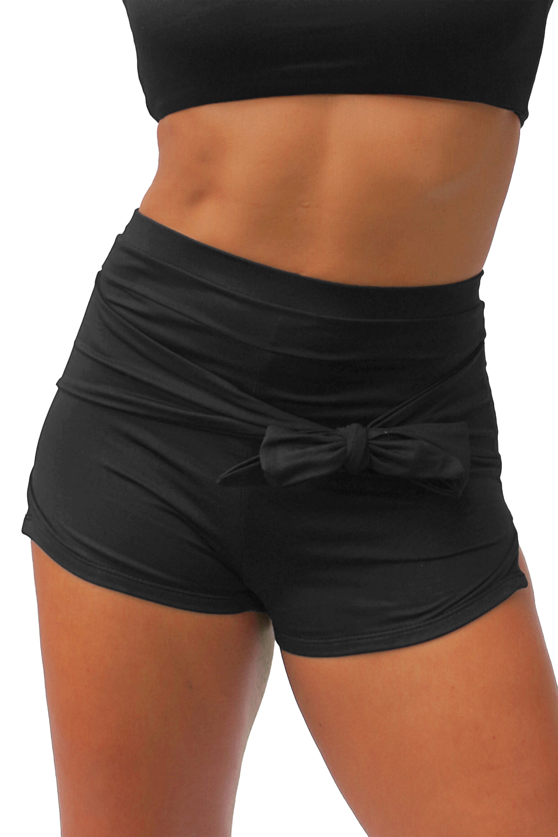 Moe tie-front swim shorts, black