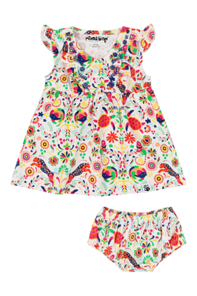 Mixed Up Clothing Vestito Baby Dress Set - Animal Arabesque