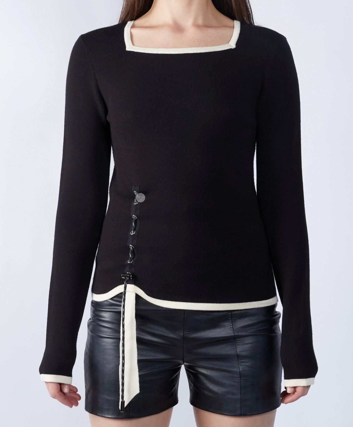 Grommet Knit Long Sleeve