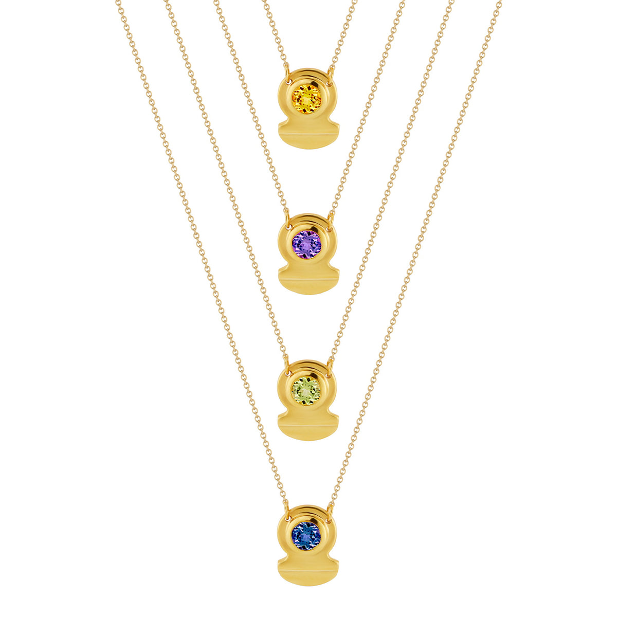 Crescent Gemstone Necklace in 22K Gold Vermeil