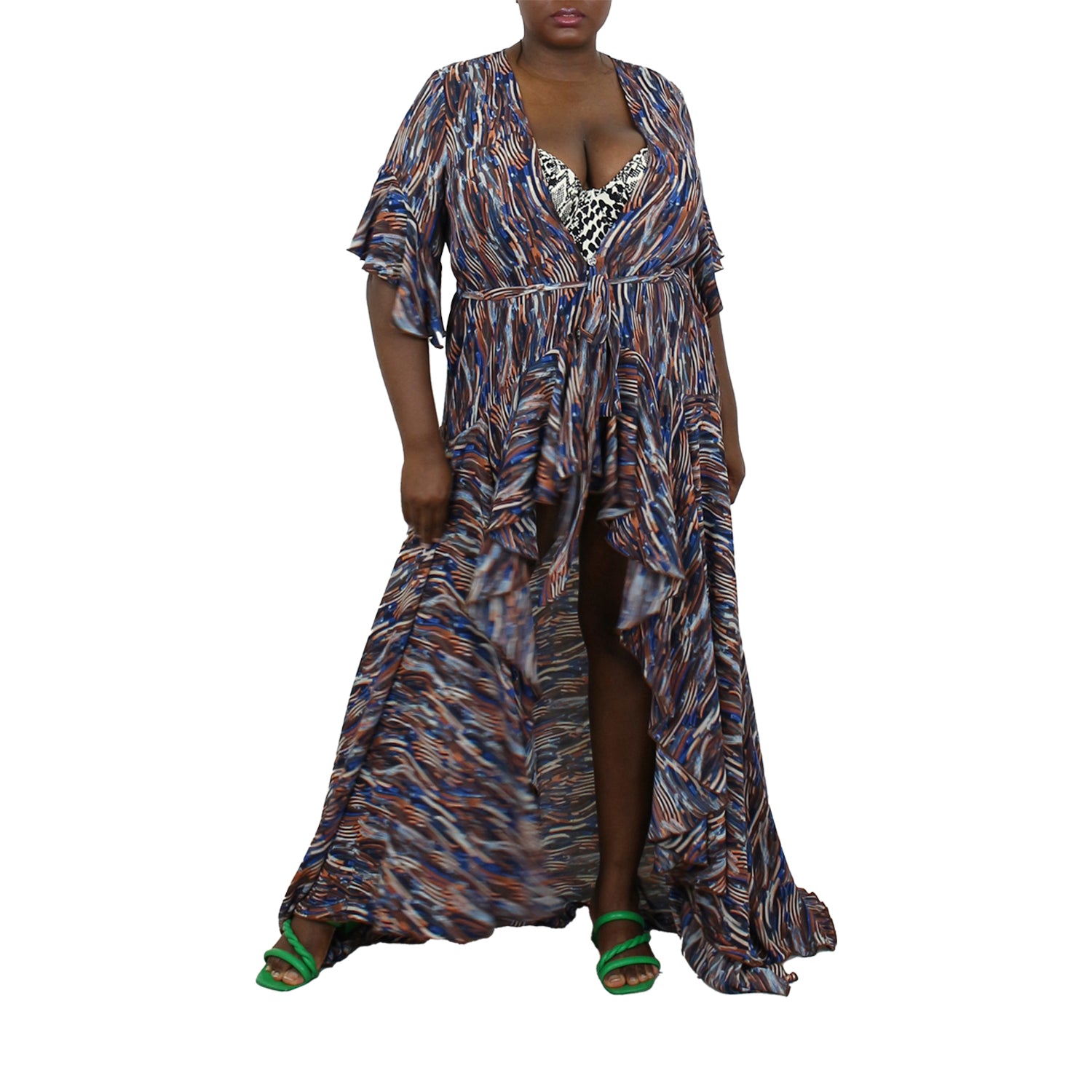 Korinne Standard Kaftan-Multi Color Paint Strokes Print