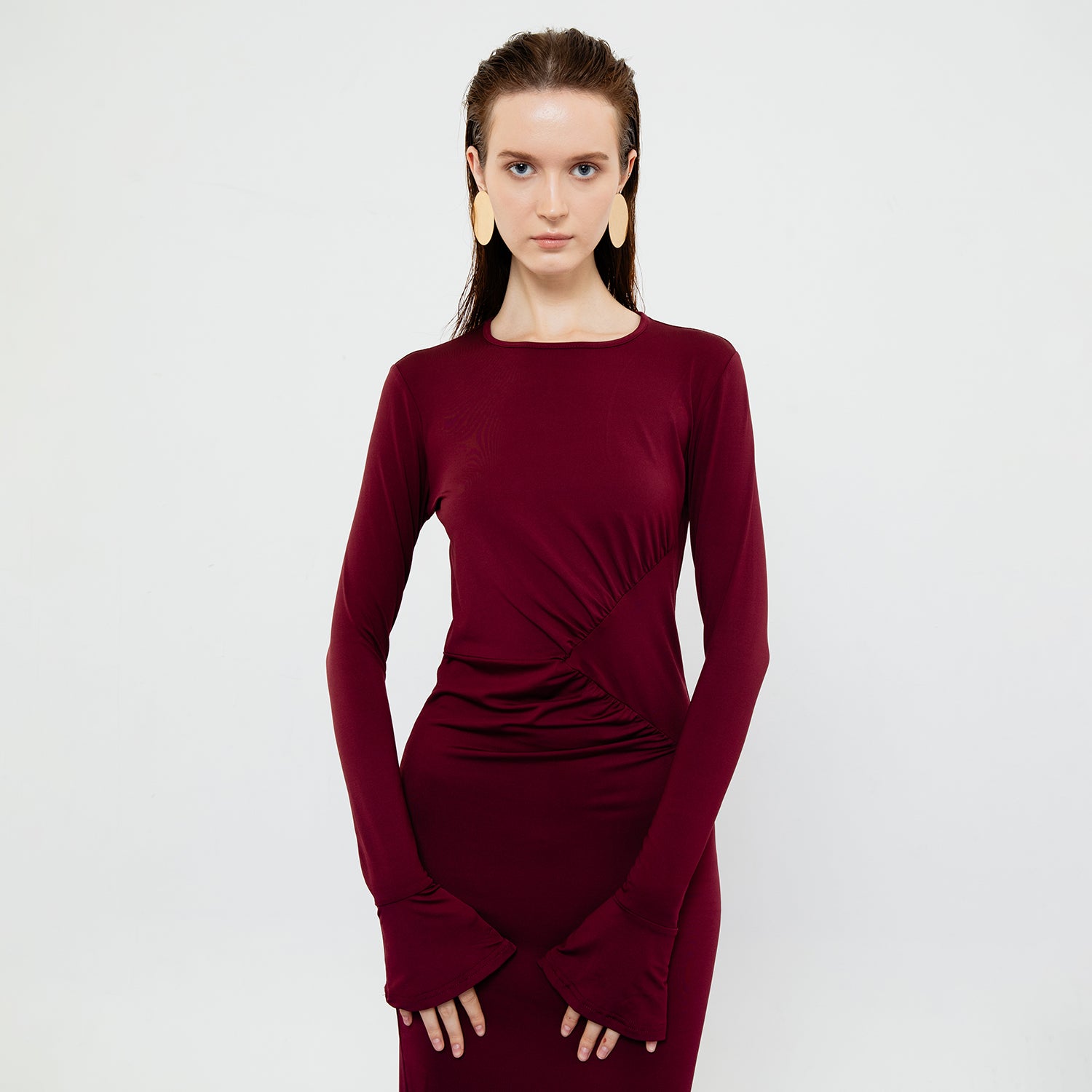 SERENA MAROON BODYCON MAXI DRESS