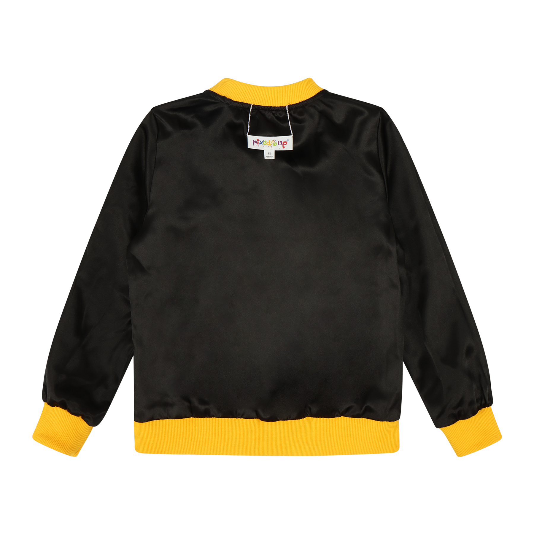 Kids Reversible Zip up Lightweight Bomber Jacket - Black/Yellow/Hello