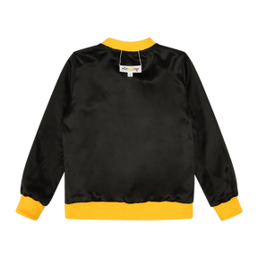 Kids Reversible Zip up Lightweight Bomber Jacket - Black/Yellow/Hello