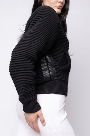 Power Shoulder Knitted Bomber