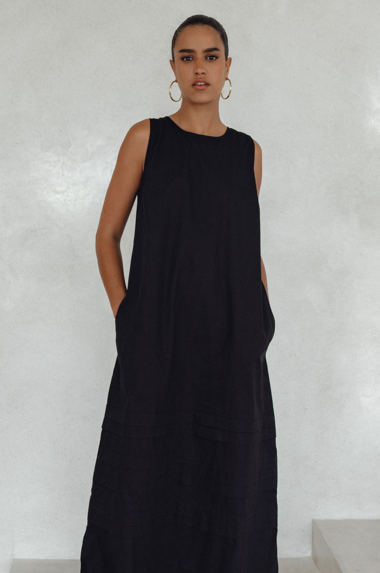 Beloved Cara Slip on Cotton Maxi Dress - Black