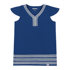 Mixed Up Clothing Girls Burda Tunic & Short Set - Sodalite Blue/Jacquard Stripe