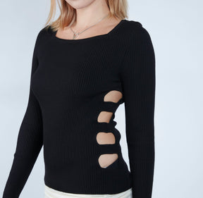 Side Cut Out Long  Sleeve Top