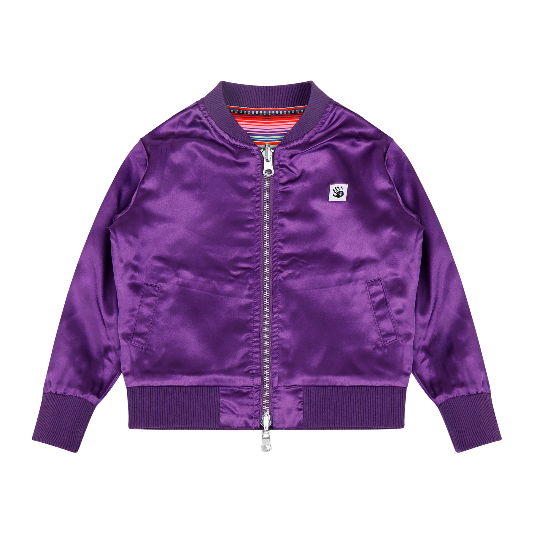 Kids Reversible Zip up Lightweight Bomber Jacket - Purple Multicolor Stripe