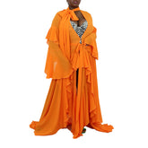 Korinne Deluxe Kaftan With Neck Tie-Neon Orange