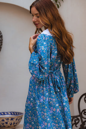 Glory Long Sleeve Midi Dress - Blue Provence