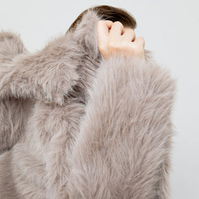 NICOLINE GREY FAUX FUR COAT OUTERWEAR