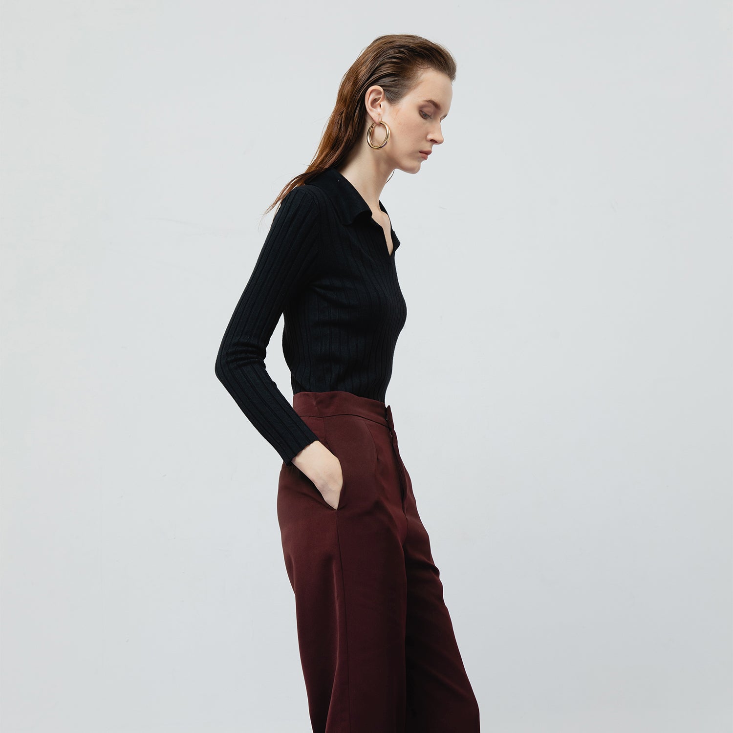 ZOE MAROON TAILORED PANTS