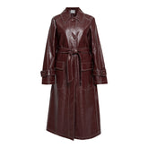 BRIA LEATHER MAROON TRENCH COAT