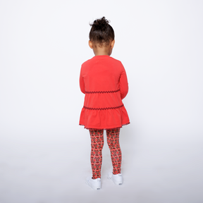 Mixed Up Clothing Girls Tiered Tunic and Legging Set Red Multicolor