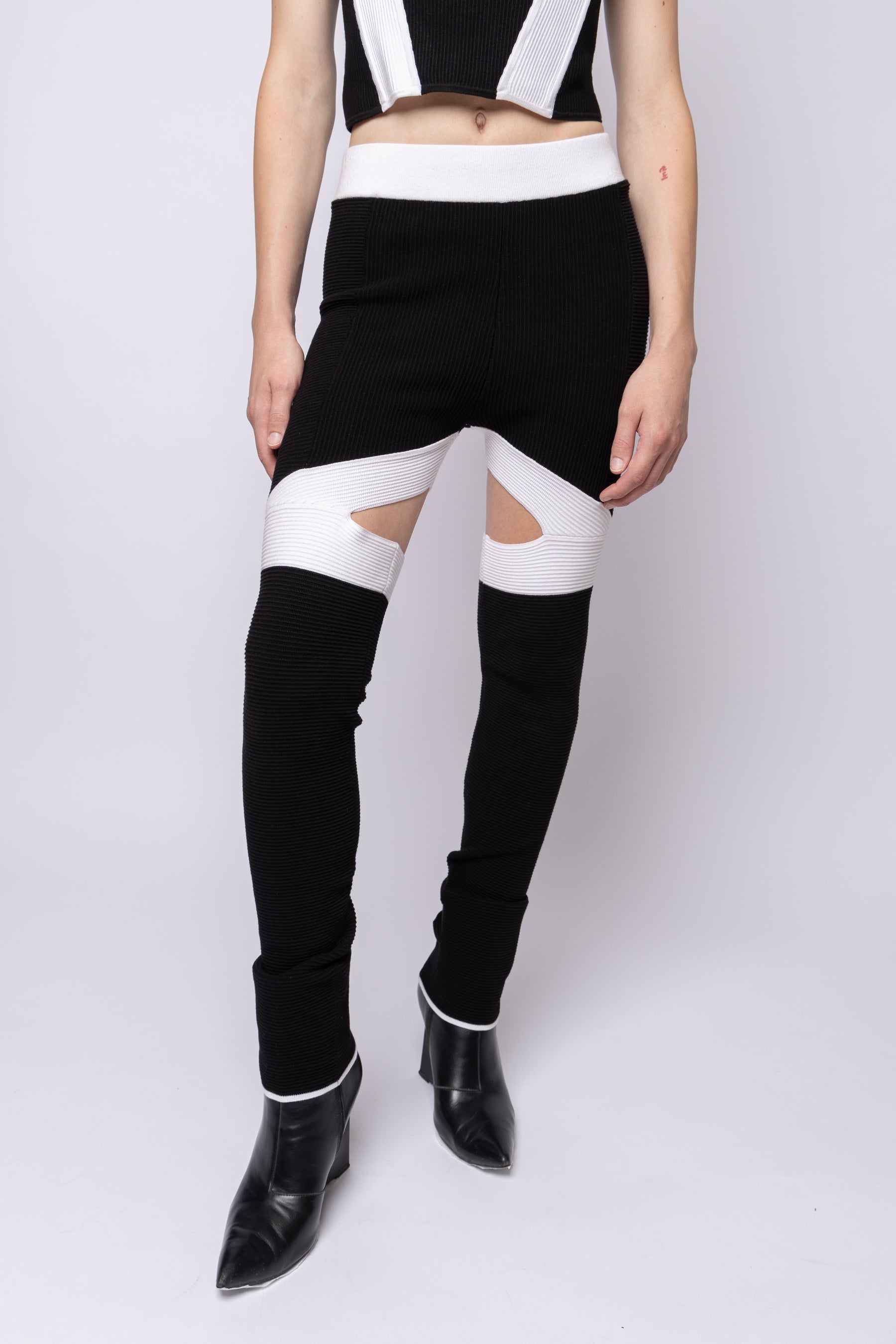 Ribbed Cut Out Panel Pants