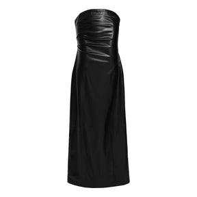 SIENNA BLACK LEATHER TUBE MIDI DRESS