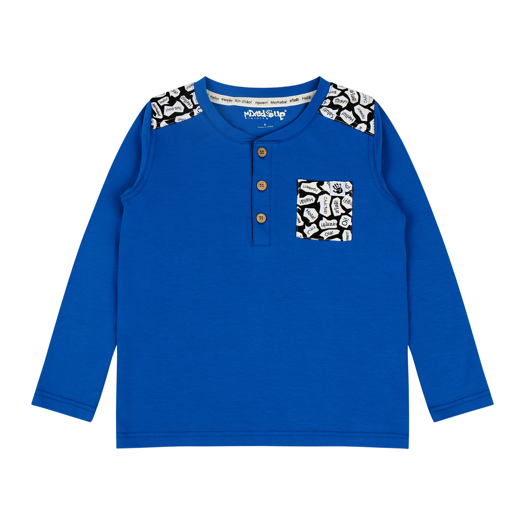 Mixed Up Clothing Boys Pocket Long-Sleeve Henley Shirt  Blue Multicolor