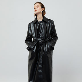 RAVEN LEATHER BLACK TRENCH COAT