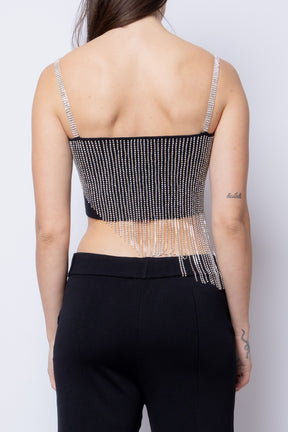 Asymmetrical Rhinestone Crop Top