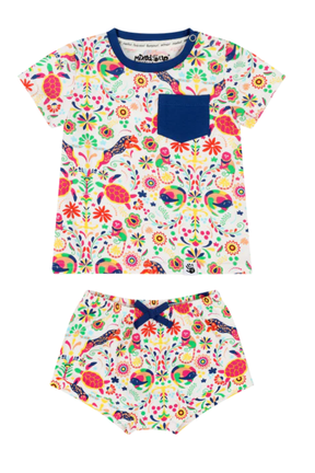 Mixed Up Clothing Suave Baby Tee and Bloomer Shorts Set - Animal Arabesque