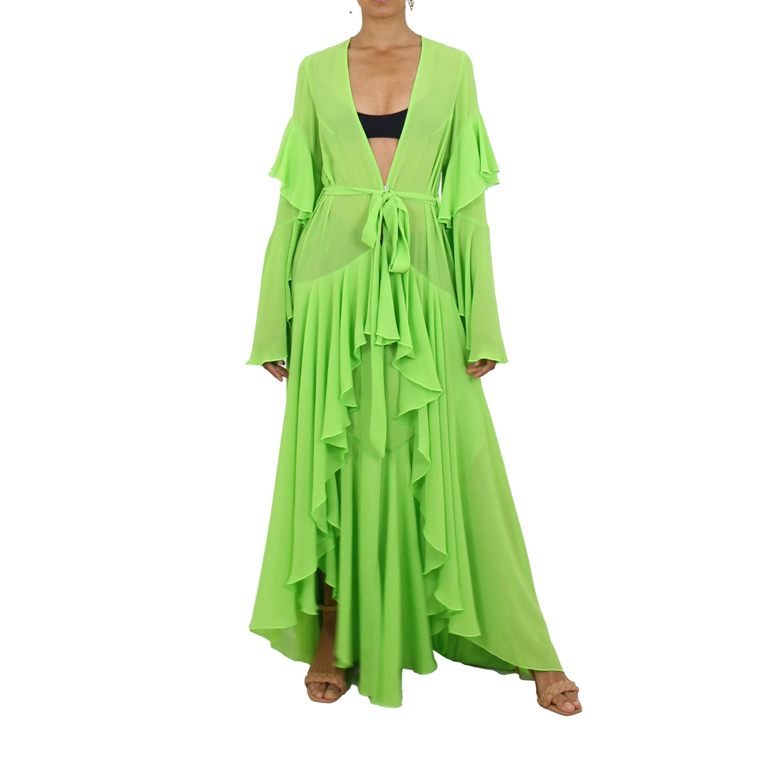 Korinne Deluxe Kaftan-Neon Green